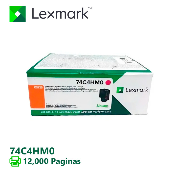 Toner Lexmark 74C4HM0 Original para CS720 / CS725 / CX720 / CX725 / CS725de / CS725dte / CS720de / CS720dte / CX725de / CX725dhe / CX725dth Magenta