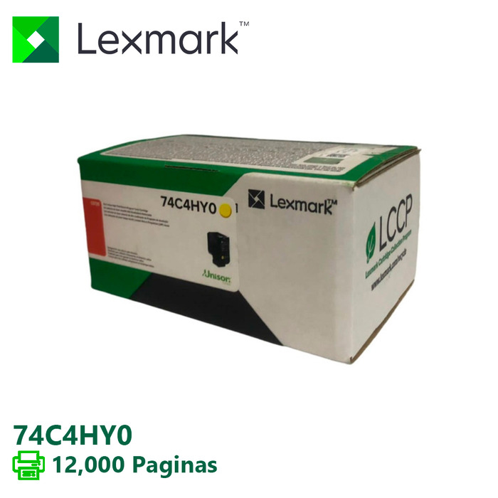 Toner Lexmark 74C4HY0 Original para CS720 / CS725 / CX720 / CX725 / CS725de / CS725dte / CS720de / CS720dte / CX725de / CX725dhe / CX725dth Amarelo