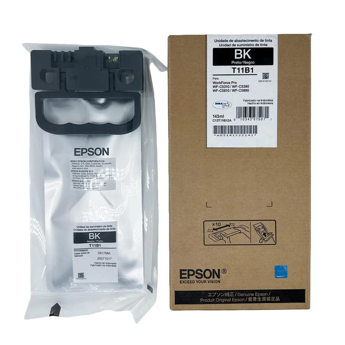 Cartucho Epson T11B12 (T11B1) Original para WF-C5310 / WF-C5390 / WF-C5810 / WF-C5890 / WF-C5310 / WF-C5390 / WF-C5810 / WF-C5890 Preto Lacrado com NF