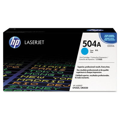 Toner HP CE251A (504A) Original para CP3525 / CM3530 / CM3530 / CM3530fs / CP3525dn / CP3525n Ciano Lacrado com NF e Garantia de 1 Ano