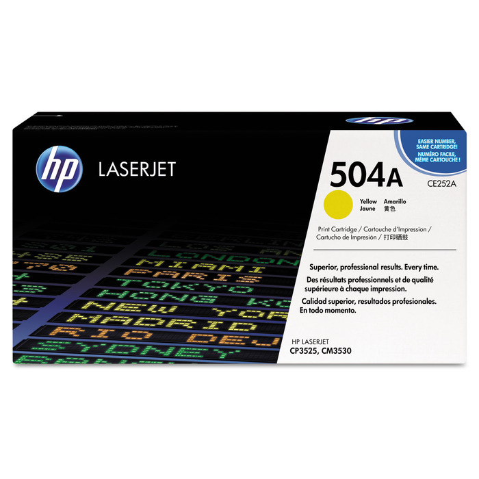 Toner HP CE252A (504A) Original para CP3525 / CM3530 / CM3530 / CM3530fs / CP3525dn / CP3525n Amarelo Lacrado com NF e Garantia de 1 Ano