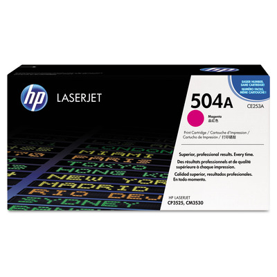 Toner HP CE253A (504A) Original para CP3525 / CM3530 / CM3530 / CM3530fs / CP3525dn / CP3525n Magenta Lacrado com NF e Garantia de 1 Ano