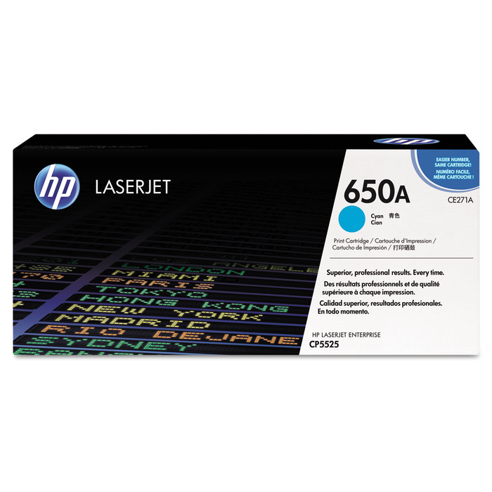 Toner HP CE271A (650A) Original para CP5525 / M750 / CP5520 / CP5525dn / CP5525n / M750dn / M750n / M750xh / CP5525xh Ciano Lacrado com NF e Garantia