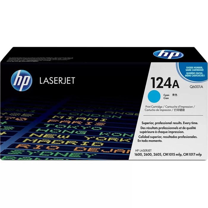 Toner HP Q6001A (124A) Original para 1600 / 2600 / 2605 / CM1015 / CM1017 / 2605 / CM1017 / 2600n / CM1015 / 2605dn / 2605dtn Ciano Lacrado com NF