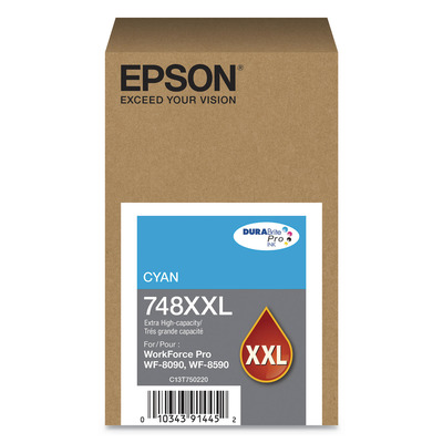 Cartucho Epson T748XXL220 (748XXL) Original para WF-6090 / WF-6590 / WF-6090 / WF-6590 Ciano Lacrado com NF e Garantia de 1 Ano
