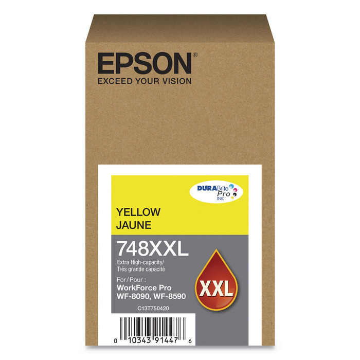 Cartucho Epson T748XXL420 (748XXL) Original para WF-6090 / WF-6590 / WF-6090 / WF-6590 Amarelo Lacrado com NF e Garantia de 1 Ano