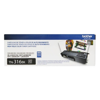Toner Brother TN-316BK (316) Original para HL-L8250CDN / L8350CDW / MFC-L8600CDW / L8850CDW Preto Lacrado com NF e Garantia de 1 Ano