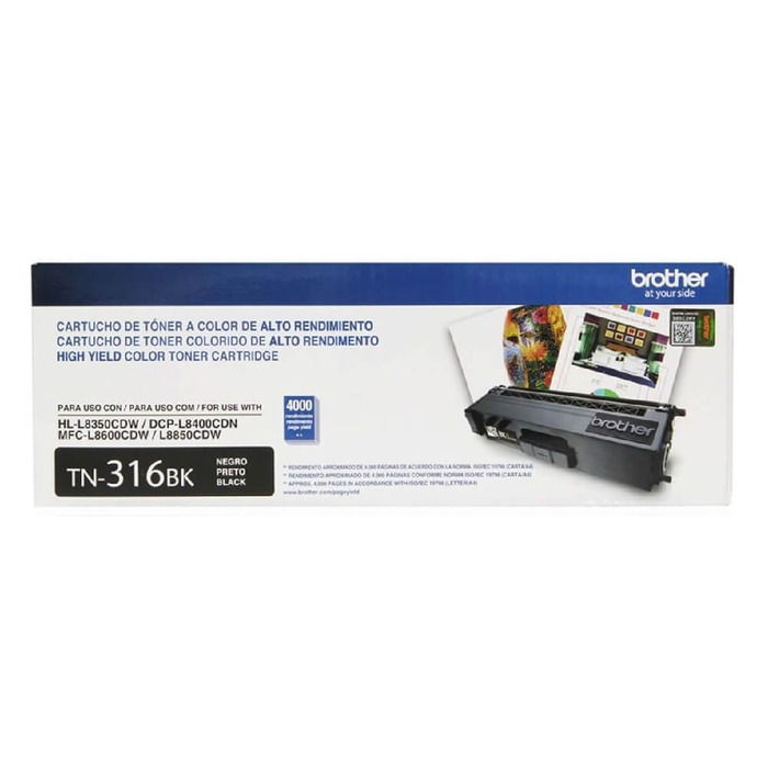 Toner Brother TN-316BK (316) Original para HL-L8250CDN / L8350CDW / MFC-L8600CDW / L8850CDW Preto Lacrado com NF e Garantia de 1 Ano
