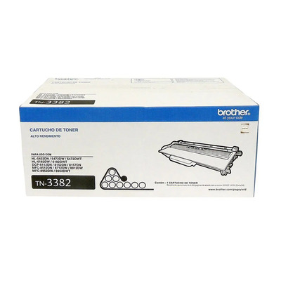 Toner Brother TN-3382 (3382) Original para HL-5452DN / 5472DW / 6182DW / DCP-8112DN / 8152DN / 8157DN / MFC-8512DN / 8712DW / 8912DW / 8952DW Lacrado