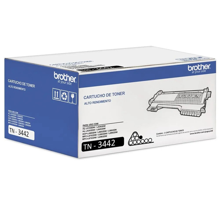 Toner Brother TN-3442 (TN3442) Original para HL-L5102DW / L5202DW / L6202DW / L6402DW / DCP-L5502DN / L5602DN / L5652DN Preto Lacrado c/ NF e Garantia