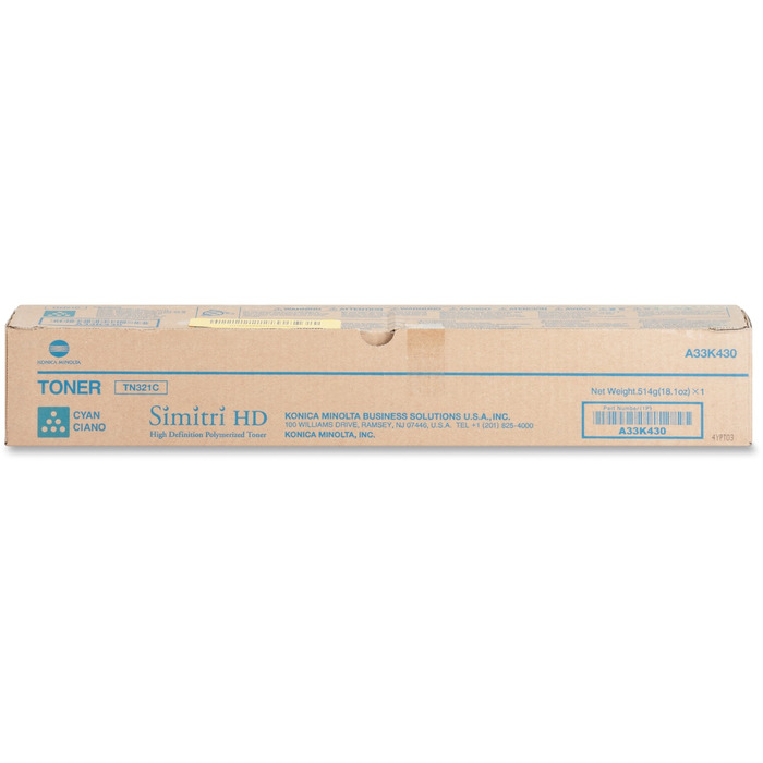Toner Konica Minolta TN321C (A33K430) Original para Bizhub C224 / C284 / C364 / C224 / C224e / C284 / C284e / C364 / C364e Ciano Lacrado com NF