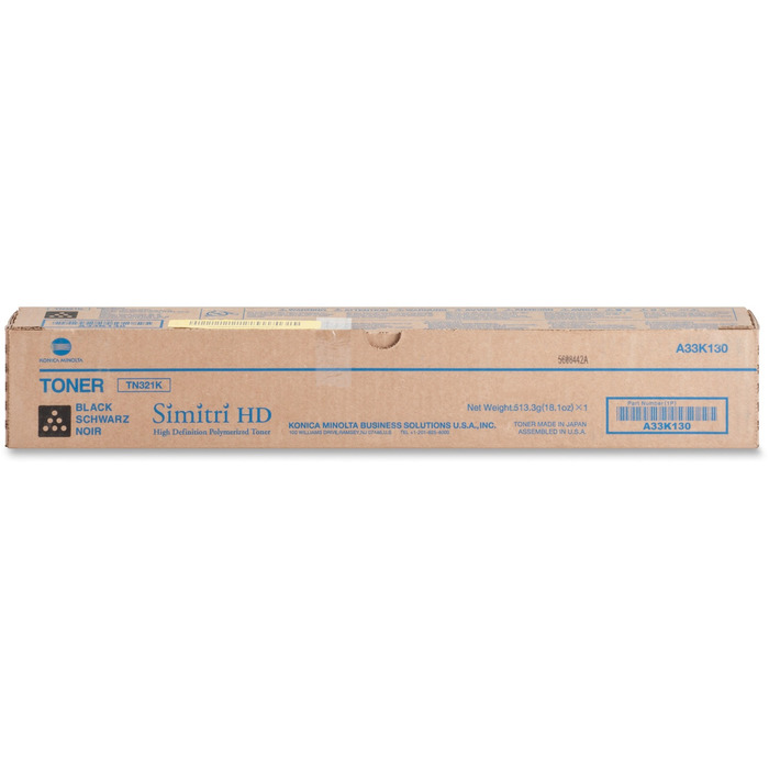 Toner Konica Minolta TN321K (A33K130) Original para Bizhub C224 / C284 / C364 / C224 / C224e / C284 / C284e / C364 / C364e Preto Lacrado com NF