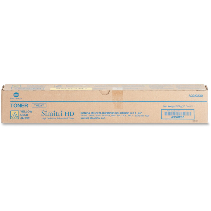 Toner Konica Minolta TN321Y (A33K230) Original para Bizhub C224 / C284 / C364 / C224 / C224e / C284 / C284e / C364 / C364e Amarelo Lacrado com NF