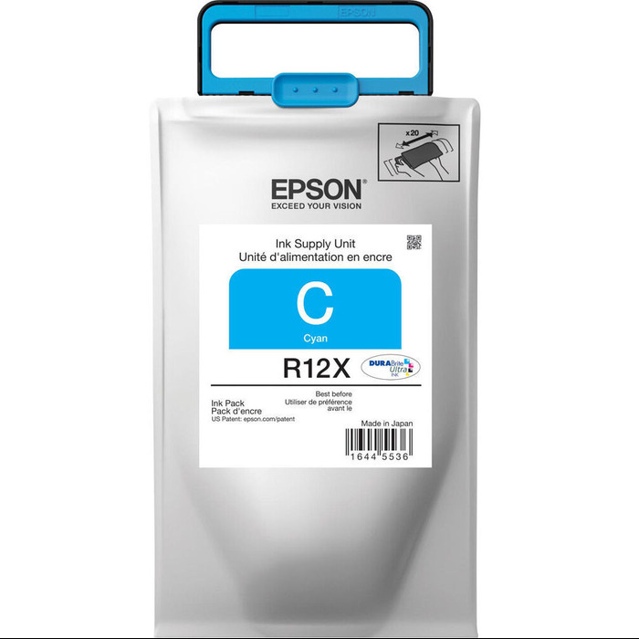 Cartucho Epson TR12X220AL (R12X) Original para WF-R4640 / WF-R5190 / WF-R5690 Ciano Lacrado com NF e Garantia de 1 Ano